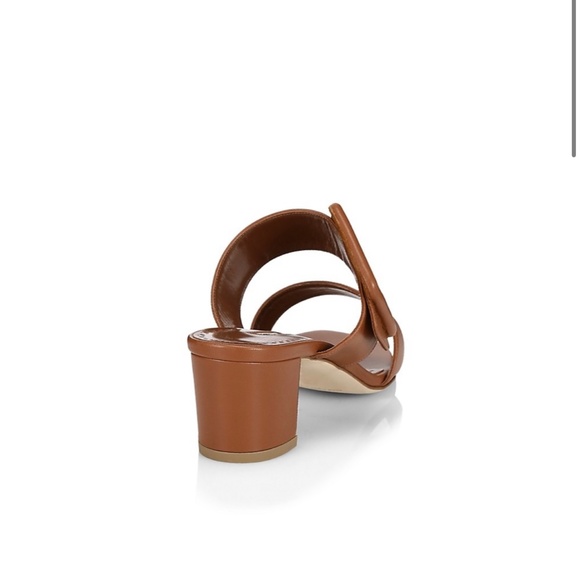 Manila Blahnik Titubanew Leather Mules Cognac NEW Sz 7 - Picture 4 of 6